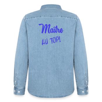 MEISTER. MEISTER. HUMOR - Männer Jeanshemd Organic von Stanley/Stella - verwaschenes Hellblau - Hinten - AI Model Male 185 light (185cm)