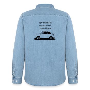 500 Italie - Chemise en denim homme bio Stanley/Stella - bleu clair délavé - Dos - AI Model Male 185 light (185cm)
