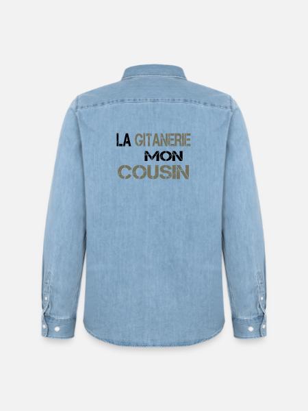 La gitanerie mon cousin - Chemise en denim homme bio Stanley/Stella - bleu clair délavé