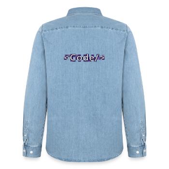 Codestil (lila) - Männer Jeanshemd Organic von Stanley/Stella - verwaschenes Hellblau - Hinten - AI Model Male 185 light (185cm)