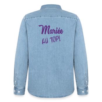 MARIEE. FUTURE MARIEE. EVJF - Chemise en denim homme bio Stanley/Stella - bleu clair délavé - Dos - AI Model Male 185 light (185cm)