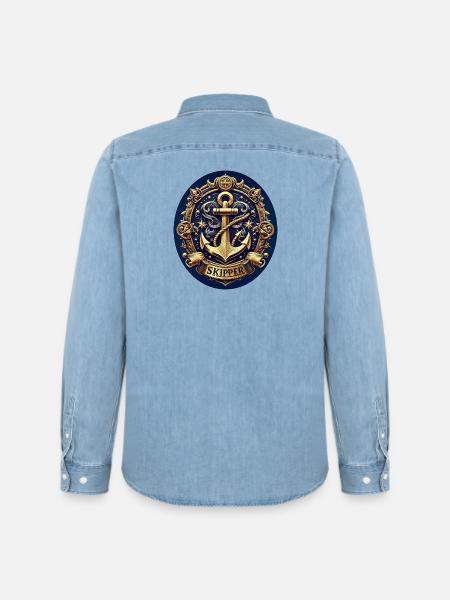 Skipper Logo - Men’s Organic Denim Shirt by Stanley/Stella - light wash
