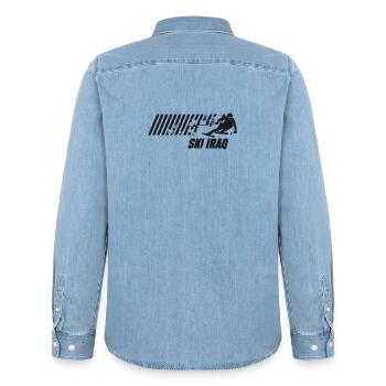 Ski Irak - Chemise en denim homme bio Stanley/Stella - bleu clair délavé - Dos - AI Model Male 185 light (185cm)