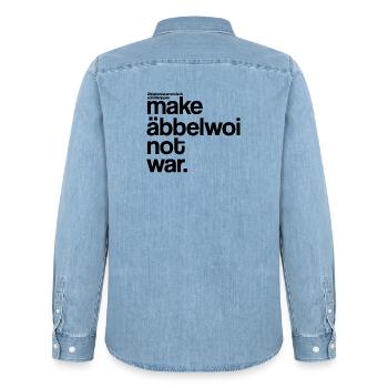 make äbbelwoi not war - Männer Jeanshemd Organic von Stanley/Stella - verwaschenes Hellblau - Hinten - AI Model Male 185 light (185cm)