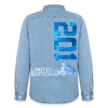 12. GEBURTSTAG LIMITED EDITION 2014 - Männer Jeanshemd Organic von Stanley/Stella - verwaschenes Hellblau - Hinten - AI Model Male 185 light (185cm)
