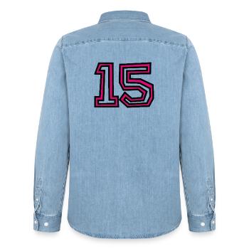 15 - Männer Jeanshemd Organic von Stanley/Stella - verwaschenes Hellblau - Hinten - AI Model Male 185 light (185cm)
