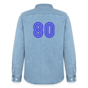 ANNIVERSAIRE. HAPPY BIRTHDAY. JOYEUX ANNIVERSAIRE. - Chemise en denim homme bio Stanley/Stella - bleu clair délavé - Dos - AI Model Male 185 light (185cm)