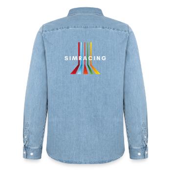 Simracer, Simracing, Racer, Racing Gift - Männer Jeanshemd Organic von Stanley/Stella - verwaschenes Hellblau - Hinten - AI Model Male 185 light (185cm)