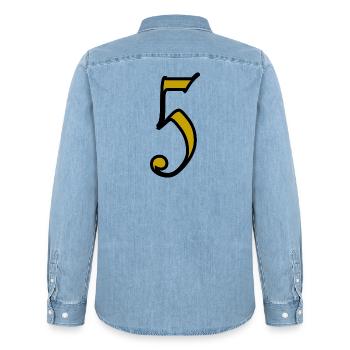 5. 5 ANS. 5e ANNIVERSAIRE. ANNIVERSAIRE 5 ANS - Chemise en denim homme bio Stanley/Stella - bleu clair délavé - Dos - AI Model Male 185 light (185cm)