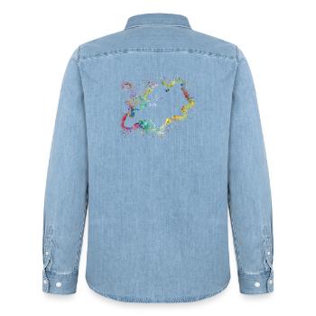 Europa Aquarell - Männer Jeanshemd Organic von Stanley/Stella - verwaschenes Hellblau - Hinten - AI Model Male 185 light (185cm)