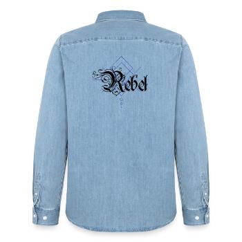 Rebel - Männer Jeanshemd Organic von Stanley/Stella - verwaschenes Hellblau - Hinten - AI Model Male 185 light (185cm)