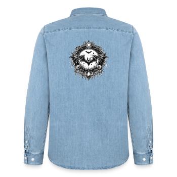 Logo de chauve-souris - Chemise en denim homme bio Stanley/Stella - bleu clair délavé - Dos - AI Model Male 185 light (185cm)
