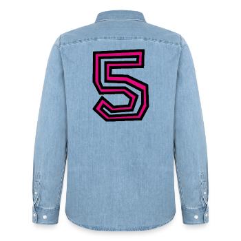 5 - Männer Jeanshemd Organic von Stanley/Stella - verwaschenes Hellblau - Hinten - AI Model Male 185 light (185cm)