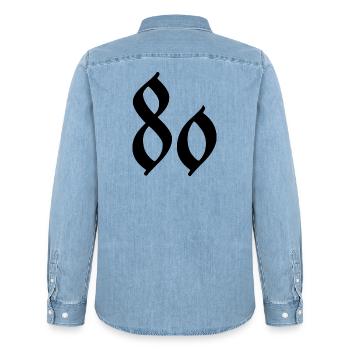 80. 80 ANS. 80e ANNIVERSAIRE. ANNIVERSAIRE 80 ANS. - Chemise en denim homme bio Stanley/Stella - bleu clair délavé - Dos - AI Model Male 185 light (185cm)