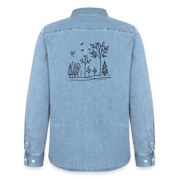 La nature à l’état pur - Chemise en denim homme bio Stanley/Stella - bleu clair délavé - Dos - AI Model Male 185 light (185cm)