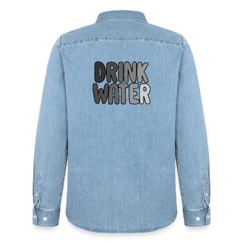 Bois de l'eau - Chemise en denim homme bio Stanley/Stella - bleu clair délavé - Dos - AI Model Male 185 light (185cm)