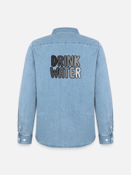 Drink Water - Männer Jeanshemd Organic von Stanley/Stella - verwaschenes Hellblau