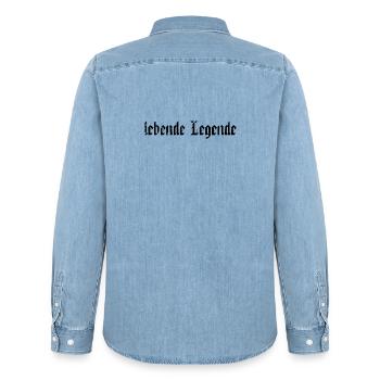 Lebende Legende Spruch lustig Geschenk - Männer Jeanshemd Organic von Stanley/Stella - verwaschenes Hellblau - Hinten - AI Model Male 185 light (185cm)
