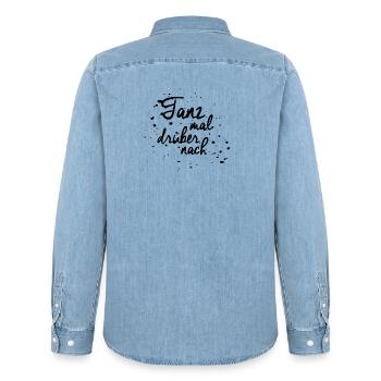 "Tanz mal drüber nach" - Männer Jeanshemd Organic von Stanley/Stella - verwaschenes Hellblau - Hinten - AI Model Male 185 light (185cm)