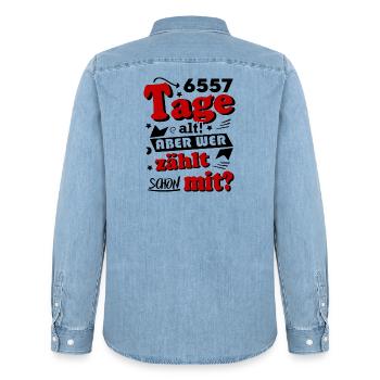Geburtstag 18 Jahre Tage alt Happy Birthday - Männer Jeanshemd Organic von Stanley/Stella - verwaschenes Hellblau - Hinten - AI Model Male 185 light (185cm)