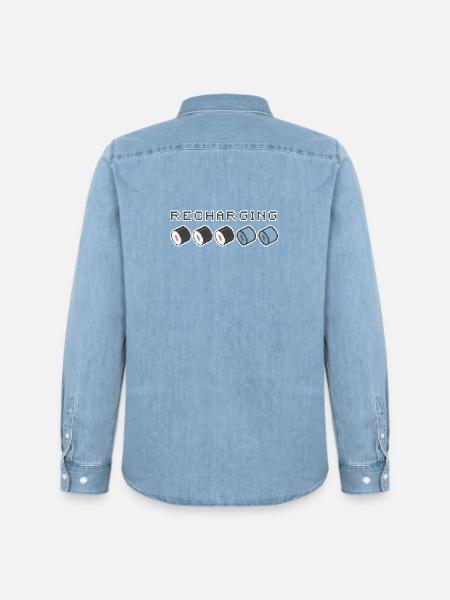 Recharging Pixel Sushi - Men’s Organic Denim Shirt by Stanley/Stella - light wash