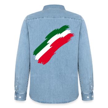 Italien Fahne Farben - Männer Jeanshemd Organic von Stanley/Stella - verwaschenes Hellblau - Hinten - AI Model Male 185 light (185cm)