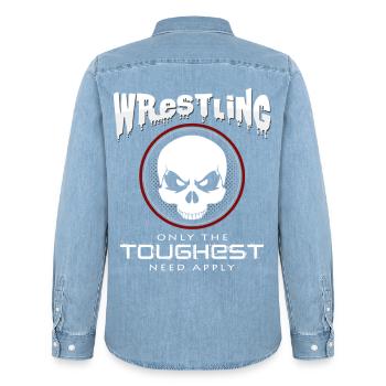 Wrestling - Men’s Organic Denim Shirt by Stanley/Stella - light wash - Back - AI Model Male 185 light (185cm)