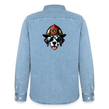 Dalmatiens des pompiers - Chemise en denim homme bio Stanley/Stella - bleu clair délavé - Dos - AI Model Male 185 light (185cm)
