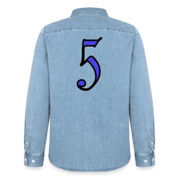5. 5 ANS. 5e ANNIVERSAIRE. ANNIVERSAIRE 5 ANS - Chemise en denim homme bio Stanley/Stella - bleu clair délavé - Dos - AI Model Male 185 light (185cm)