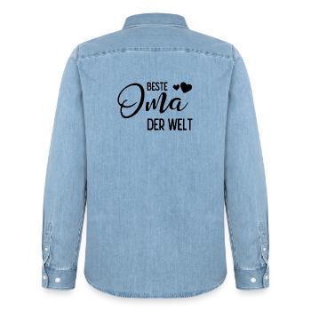 Beste Oma der Welt - Männer Jeanshemd Organic von Stanley/Stella - verwaschenes Hellblau - Hinten - AI Model Male 185 light (185cm)