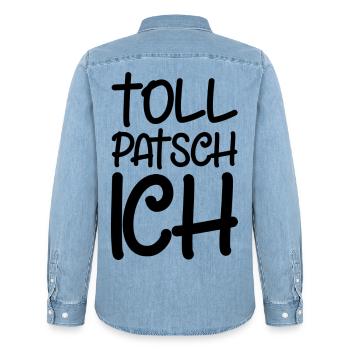 Tollpatsch Ich tollpatschig lustig tollpatschich - Männer Jeanshemd Organic von Stanley/Stella - verwaschenes Hellblau - Hinten - AI Model Male 185 light (185cm)