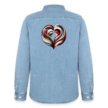 Abstract Design Valentinstag - Männer Jeanshemd Organic von Stanley/Stella - verwaschenes Hellblau - Hinten - AI Model Male 185 light (185cm)