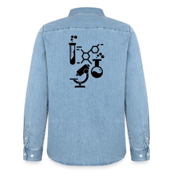 Neurones Chimie Science Tableau périodique Laboratoire - Chemise en denim homme bio Stanley/Stella - bleu clair délavé - Dos - AI Model Male 185 light (185cm)