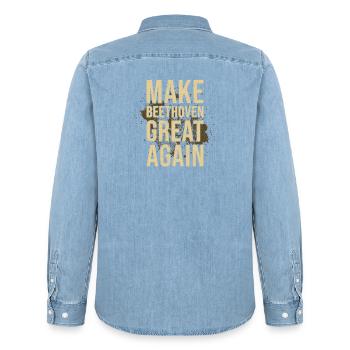 Beethoven - Chemise en denim homme bio Stanley/Stella - bleu clair délavé - Dos - AI Model Male 185 light (185cm)