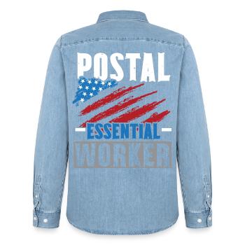 Ich bin Postangestellter Briefträger Postbote Beru - Männer Jeanshemd Organic von Stanley/Stella - verwaschenes Hellblau - Hinten - AI Model Male 185 light (185cm)