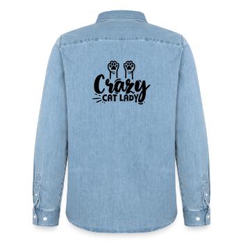 Cat Lover - Chemise en denim homme bio Stanley/Stella - bleu clair délavé - Dos - AI Model Male 185 light (185cm)