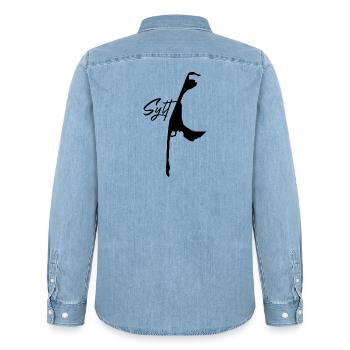 Insel Sylt - Männer Jeanshemd Organic von Stanley/Stella - verwaschenes Hellblau - Hinten - AI Model Male 185 light (185cm)