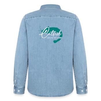 Wels Waller angeln Sportfischen Flussmonster - Männer Jeanshemd Organic von Stanley/Stella - verwaschenes Hellblau - Hinten - AI Model Male 185 light (185cm)