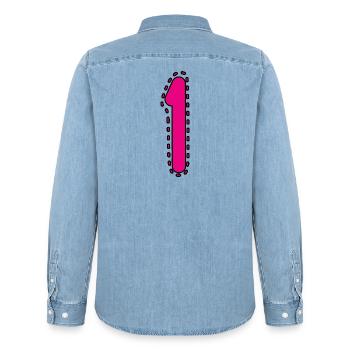 1. 1 JAHR. 1. JAHRESTAG. 1 JAHR GEBURTSTAG - Männer Jeanshemd Organic von Stanley/Stella - verwaschenes Hellblau - Hinten - AI Model Male 185 light (185cm)