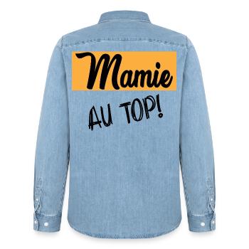 Oma - Männer Jeanshemd Organic von Stanley/Stella - verwaschenes Hellblau - Hinten - AI Model Male 185 light (185cm)