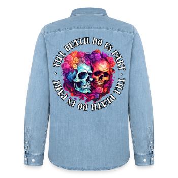 Jusqu’à ce que la mort nous sépare (8) - Chemise en denim homme bio Stanley/Stella - bleu clair délavé - Dos - AI Model Male 185 light (185cm)