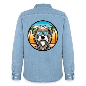 Bergamasker Schäferhund Rasse Cartoon Sonnenbrille - Männer Jeanshemd Organic von Stanley/Stella - verwaschenes Hellblau - Hinten - AI Model Male 185 light (185cm)