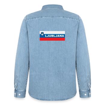 Ljubljana Stadt in slowenischer Flagge - Männer Jeanshemd Organic von Stanley/Stella - verwaschenes Hellblau - Hinten - AI Model Male 185 light (185cm)