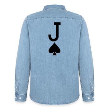 Poker Spielkarte - Pik Bube / Joker - Männer Jeanshemd Organic von Stanley/Stella - verwaschenes Hellblau - Hinten - AI Model Male 185 light (185cm)