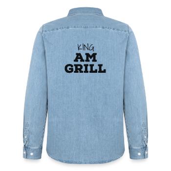 King au grill - Chemise en denim homme bio Stanley/Stella - bleu clair délavé - Dos - AI Model Male 185 light (185cm)