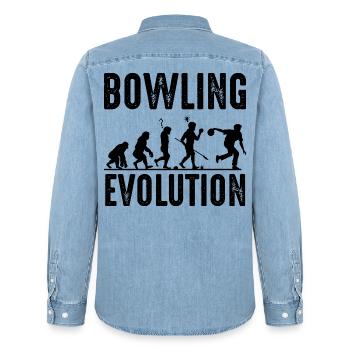 Bowling - Männer Jeanshemd Organic von Stanley/Stella - verwaschenes Hellblau - Hinten - AI Model Male 185 light (185cm)