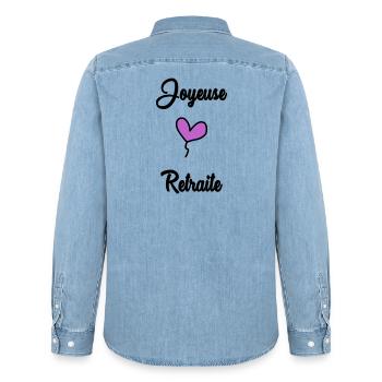 KOLLEGE. ANFANGEN. RUHESTAND - Männer Jeanshemd Organic von Stanley/Stella - verwaschenes Hellblau - Hinten - AI Model Male 185 light (185cm)