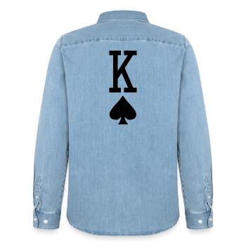 Carte à jouer au poker - King of Spades - Chemise en denim homme bio Stanley/Stella - bleu clair délavé - Dos - AI Model Male 185 light (185cm)
