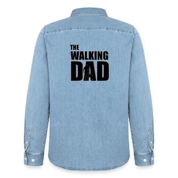 Der wandelnde Papa (schwarz) Kontur Gold - Männer Jeanshemd Organic von Stanley/Stella - verwaschenes Hellblau - Hinten - AI Model Male 185 light (185cm)