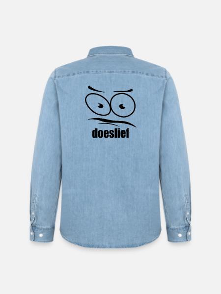 doeslief flehende Augen mit Fragezeichen-Blick - Männer Jeanshemd Organic von Stanley/Stella - verwaschenes Hellblau